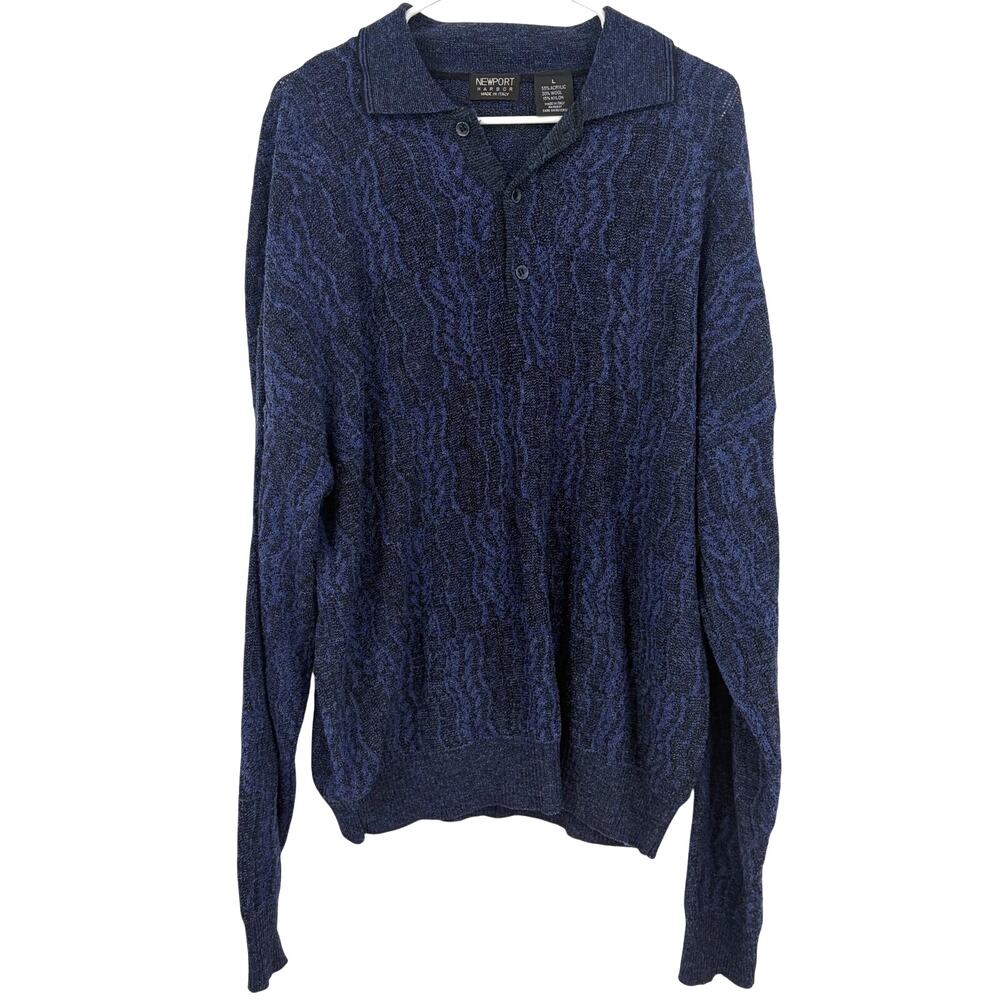 Newport Harbor Vintage Men's Blue Long Sleeve Wool Blend Made in Italy Size L